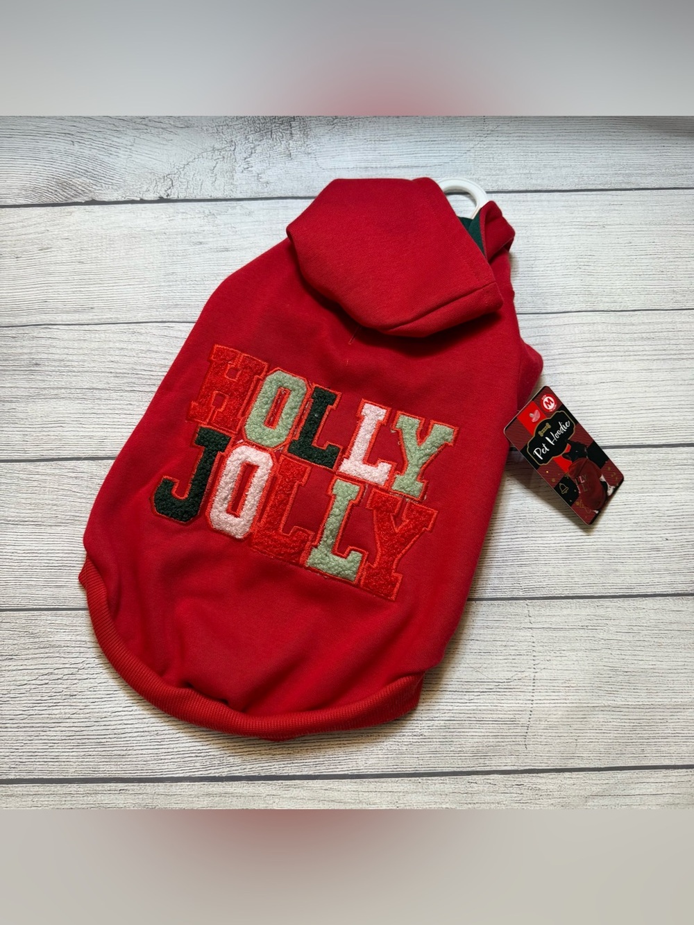 Kohl's Red "Holly Jolly" Pet Hoodie